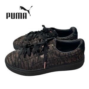 PUMA Women's Basket Platform Black Metallic 364092 Sneakers 10